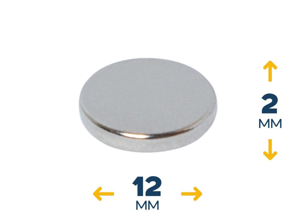 Неодимовый магнитный диск 12×2 мм (~2 кг)