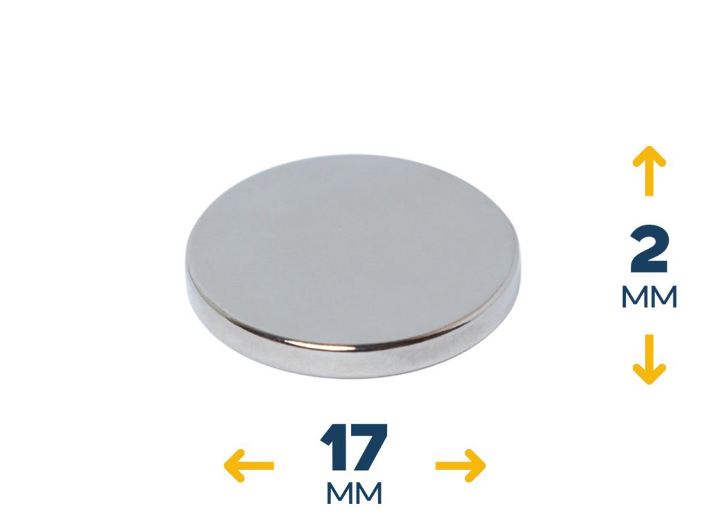 Неодимовый магнитный диск 17×2 мм (~2,8 кг)