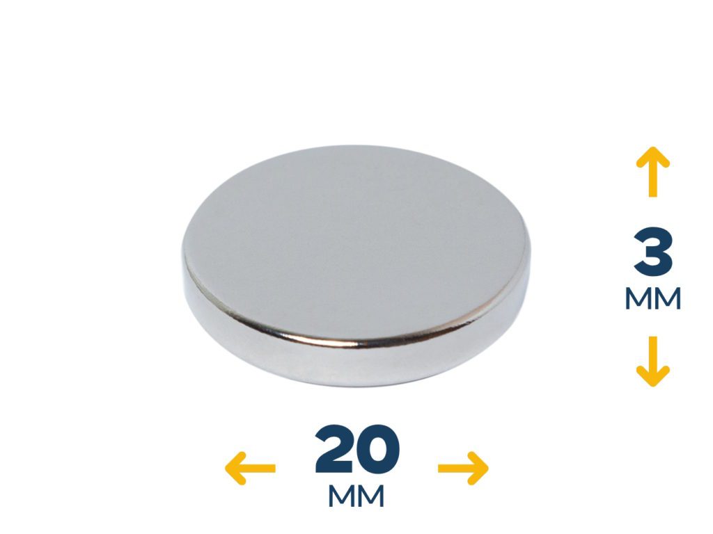 Неодимовый магнитный диск 20×3 мм (~3,9 кг)