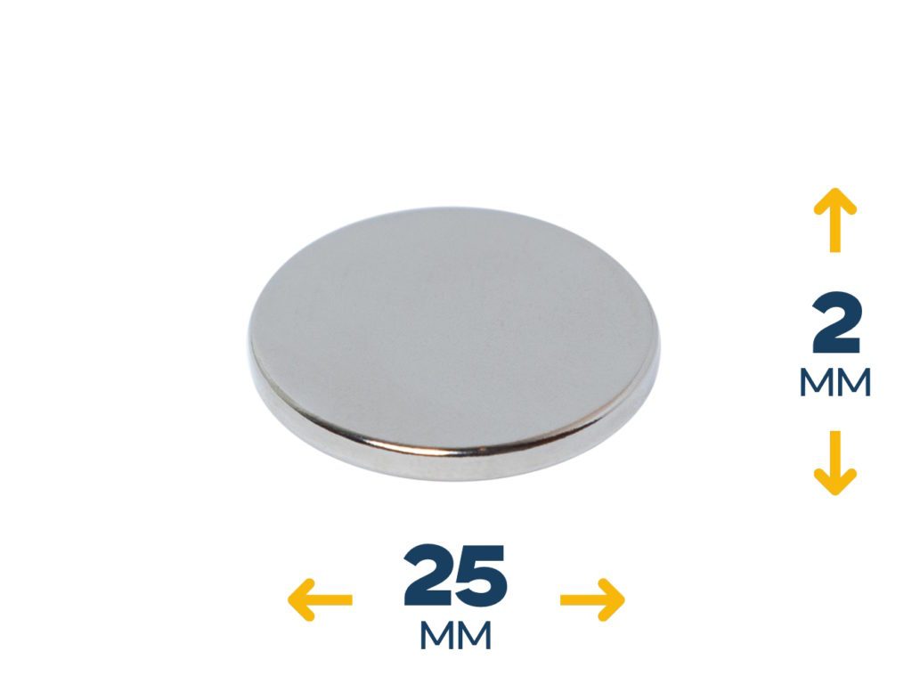 Неодимовый магнитный диск 25×2 мм (~4 кг)