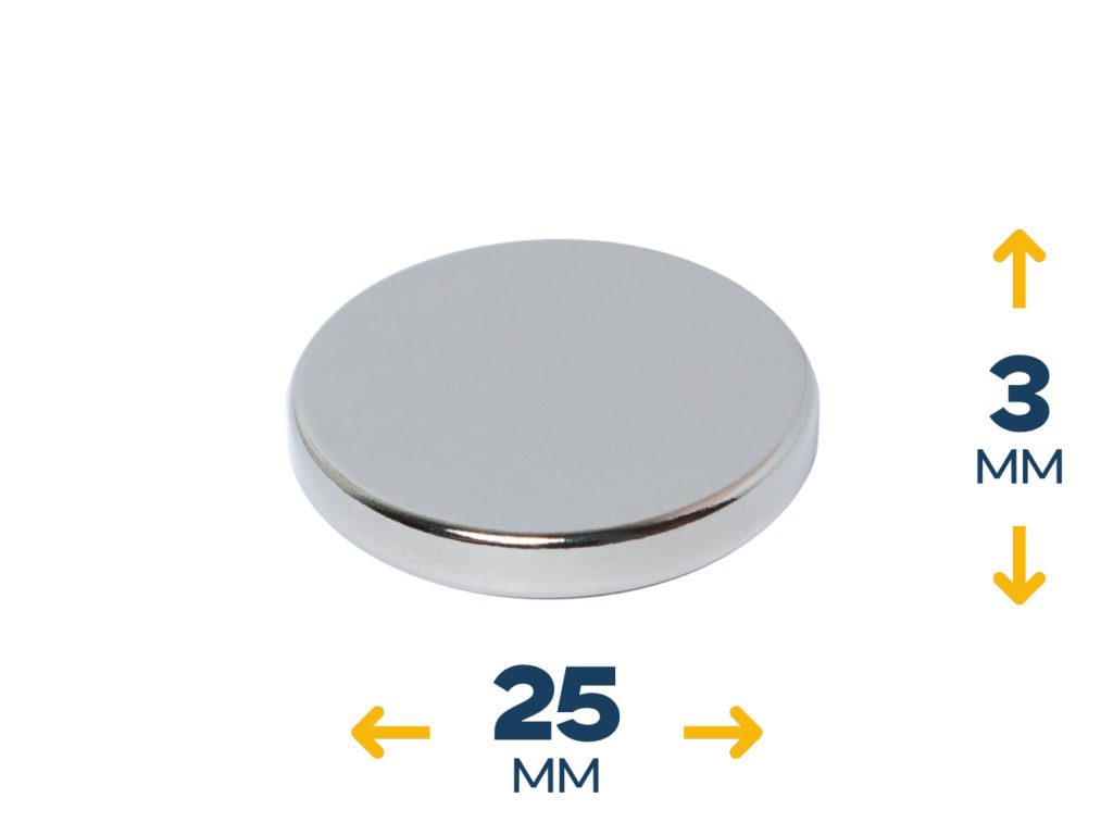 Неодимовый магнитный диск 25×3 мм (~5 кг)