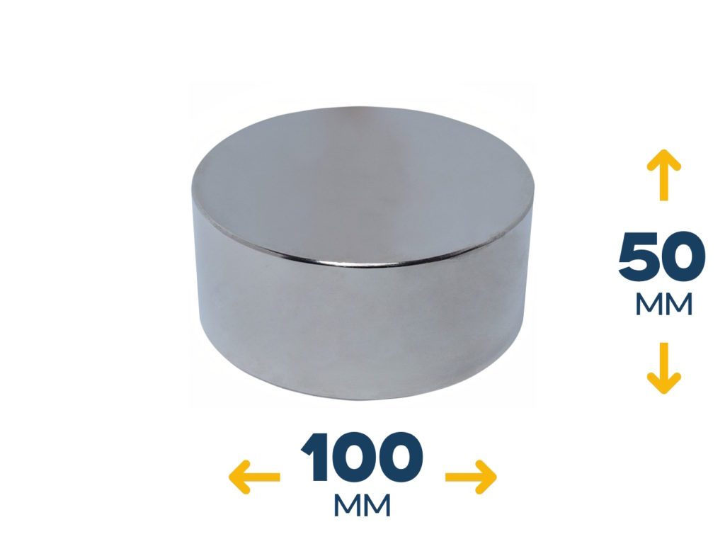 Неодимовый магнитный диск 100×50 мм (450 кг, N42)