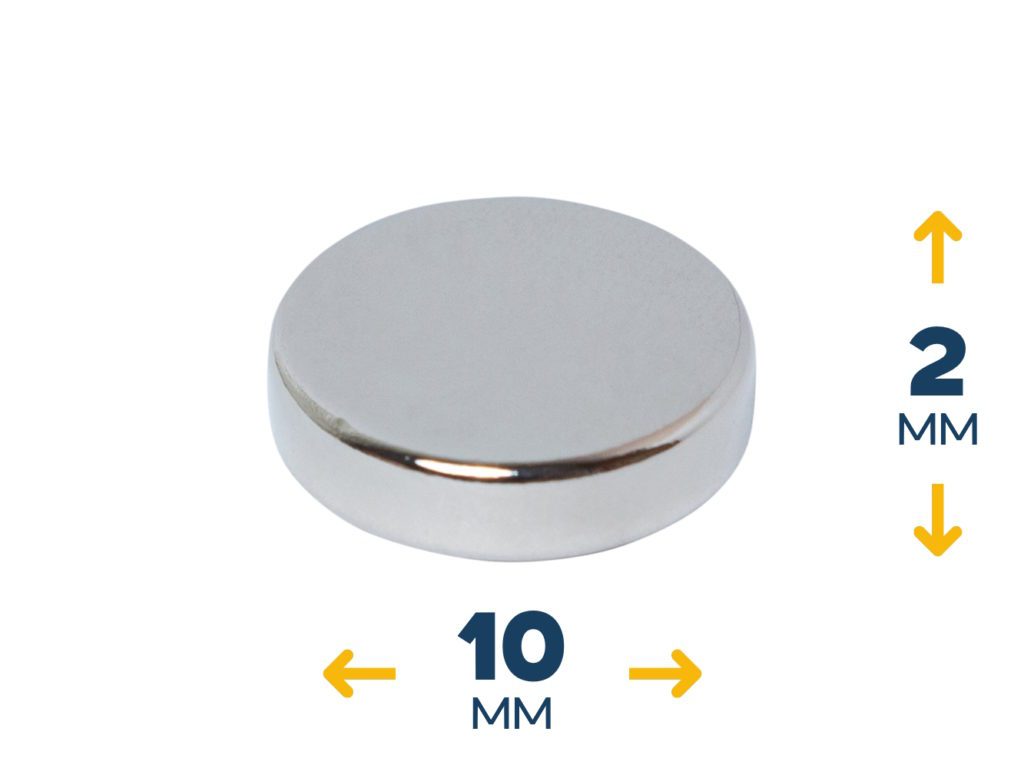 Неодимовый магнитный диск 10×2 мм (~1,2 кг)