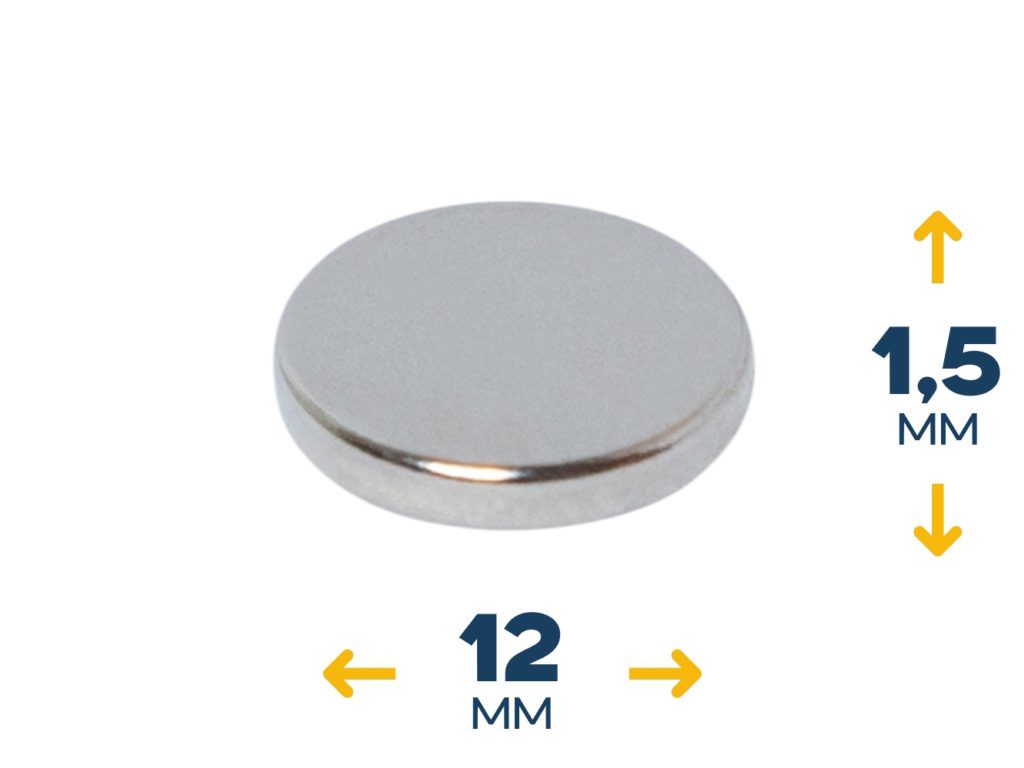 Неодимовый магнитный диск 12×1,5 мм (~1,3 кг)