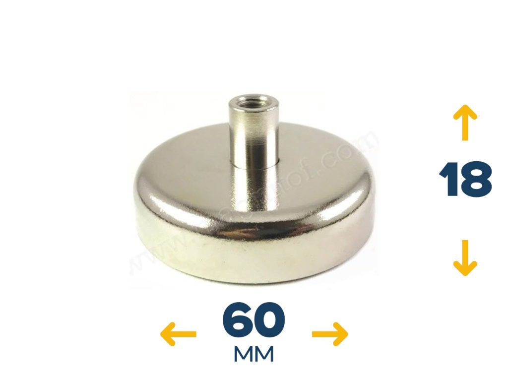 Неодимовое магнитное крепление D60 под болт M8 (~113 кг)