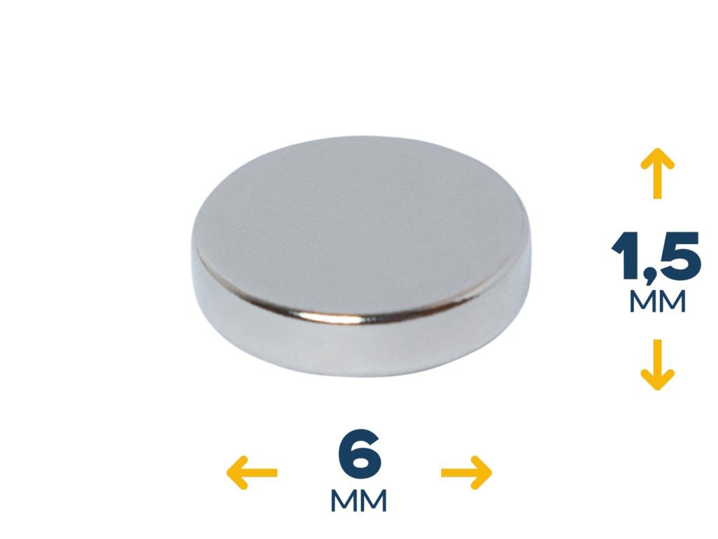 Неодимовый магнитный диск 6×1,5 мм (~0,42 кг)