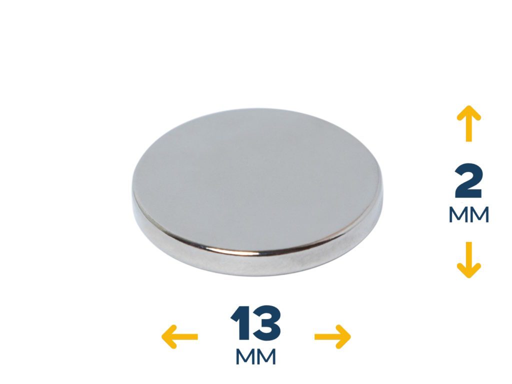 Неодимовый магнитный диск 13×2 мм (~1,55 кг)