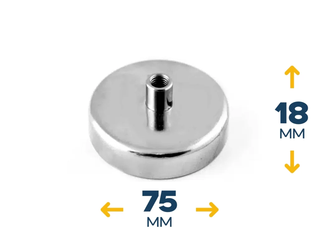 Неодимовое магнитное крепление D75 под болт M10 (~164 кг)